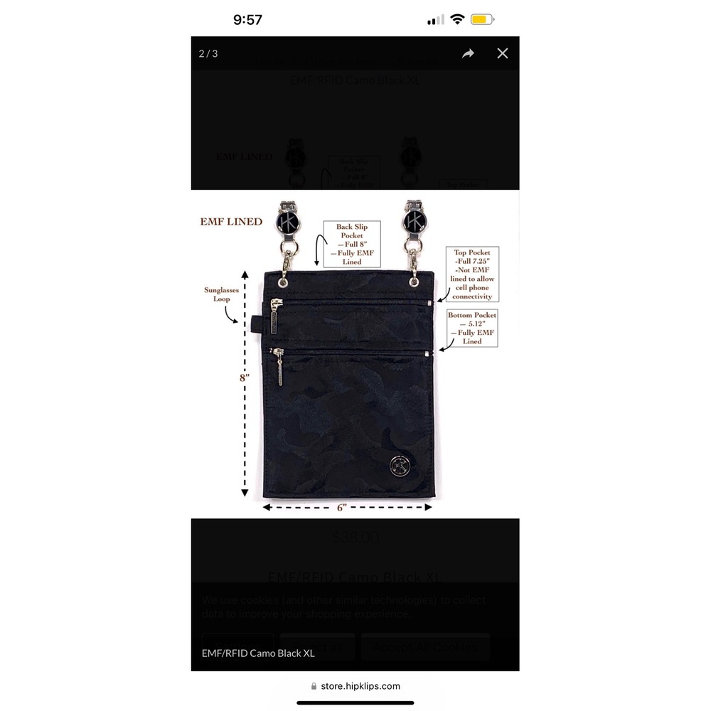 Hip Klips Pocket Pouch Bag Protection Travel Organizer set lap bag set‎ of 2